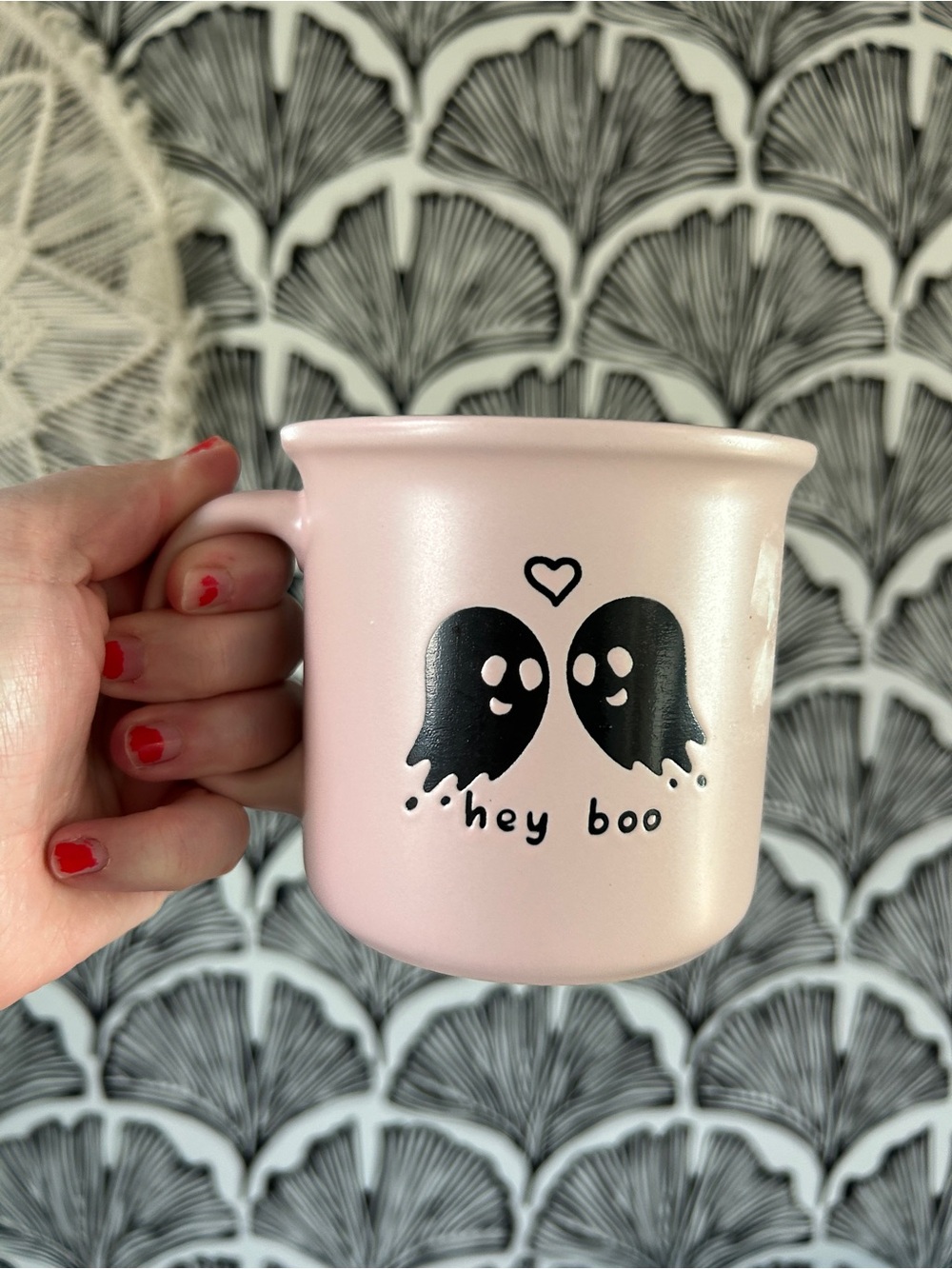 Hey Boo Pink Ceramic Mug - Adorable Ghost Design